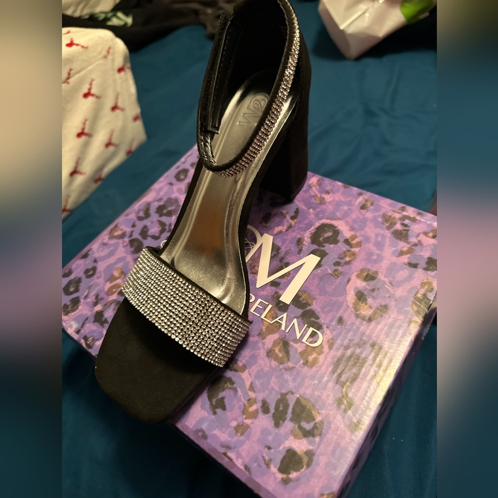 Black and rhinestone dress shoes
